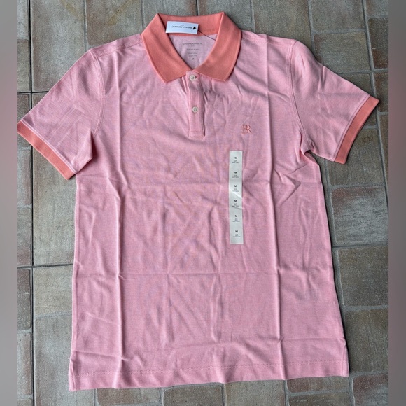 NWT Banana Republic Luxury Touch Polo Shirt Men M Coral Light Salmon Polo Shirt - Picture 4 of 7